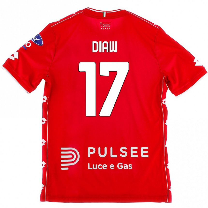 Gyermek Labdarúgás Davide Diaw #17 Piros Fehér Hazai Jersey 2024/25 Mez Póló Ing