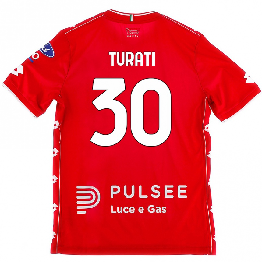 Gyermek Labdarúgás Stefano Turati #30 Piros Fehér Hazai Jersey 2024/25 Mez Póló Ing