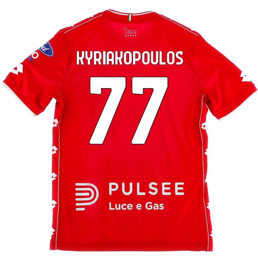 Gyermek Labdarúgás Georgios Kyriakopoulos #77 Piros Fehér Hazai Jersey 2024/25 Mez Póló Ing