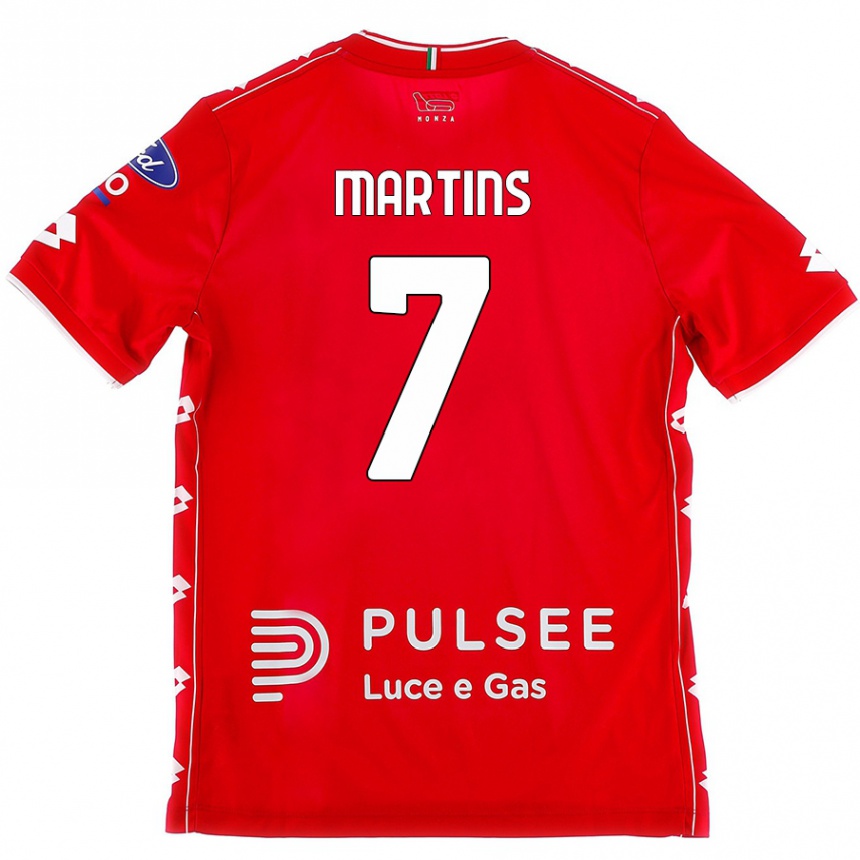 Gyermek Labdarúgás Kevin Martins #7 Piros Fehér Hazai Jersey 2024/25 Mez Póló Ing