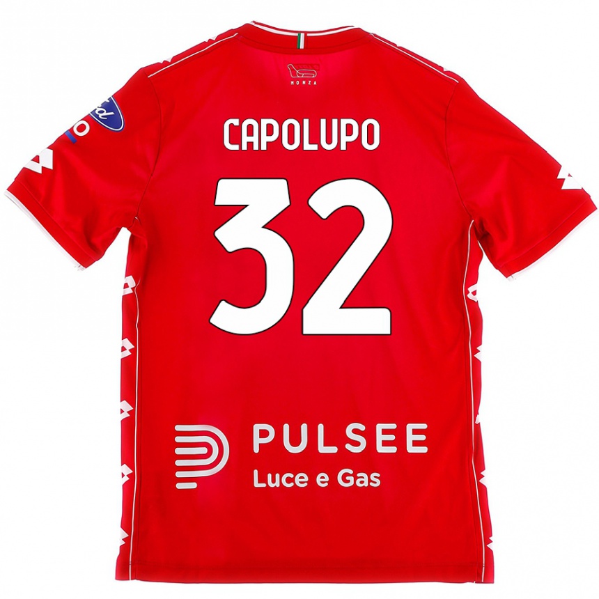 Gyermek Labdarúgás Samuele Capolupo #32 Piros Fehér Hazai Jersey 2024/25 Mez Póló Ing