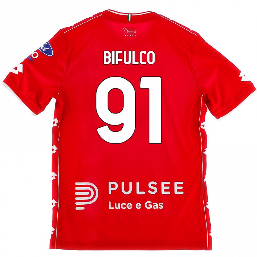 Gyermek Labdarúgás Davide Bifulco #91 Piros Fehér Hazai Jersey 2024/25 Mez Póló Ing