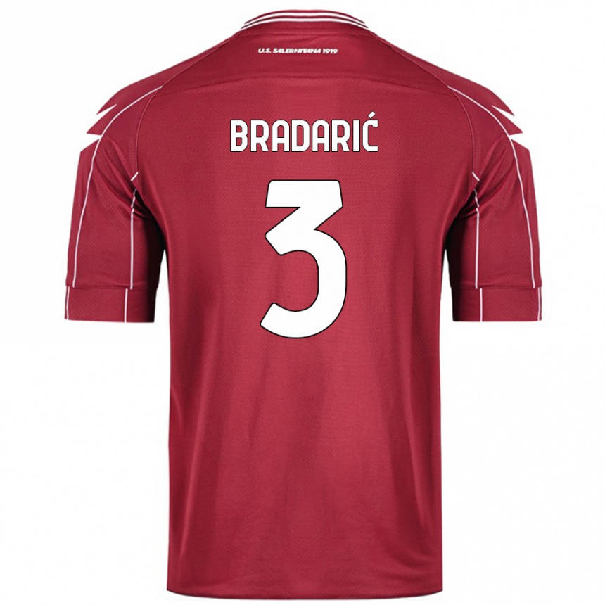 Gyermek Labdarúgás Domagoj Bradarić #3 Burgundia Hazai Jersey 2024/25 Mez Póló Ing