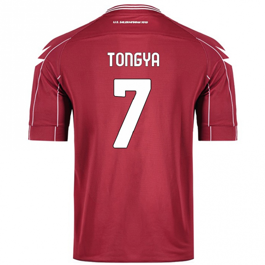 Gyermek Labdarúgás Franco Tongya #7 Burgundia Hazai Jersey 2024/25 Mez Póló Ing