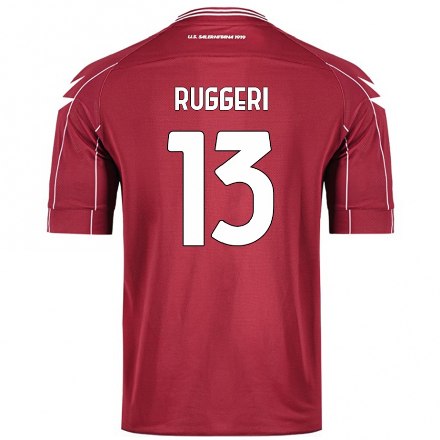 Gyermek Labdarúgás Fabio Ruggeri #13 Burgundia Hazai Jersey 2024/25 Mez Póló Ing