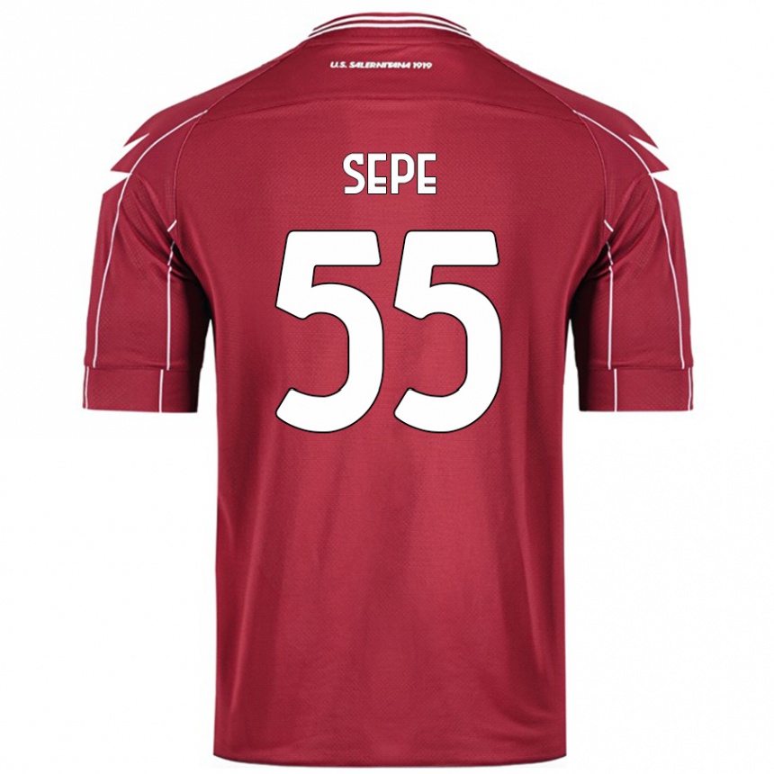 Gyermek Labdarúgás Luigi Sepe #55 Burgundia Hazai Jersey 2024/25 Mez Póló Ing