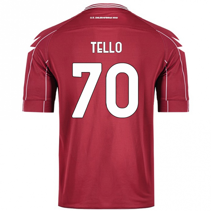 Gyermek Labdarúgás Andrés Tello #70 Burgundia Hazai Jersey 2024/25 Mez Póló Ing