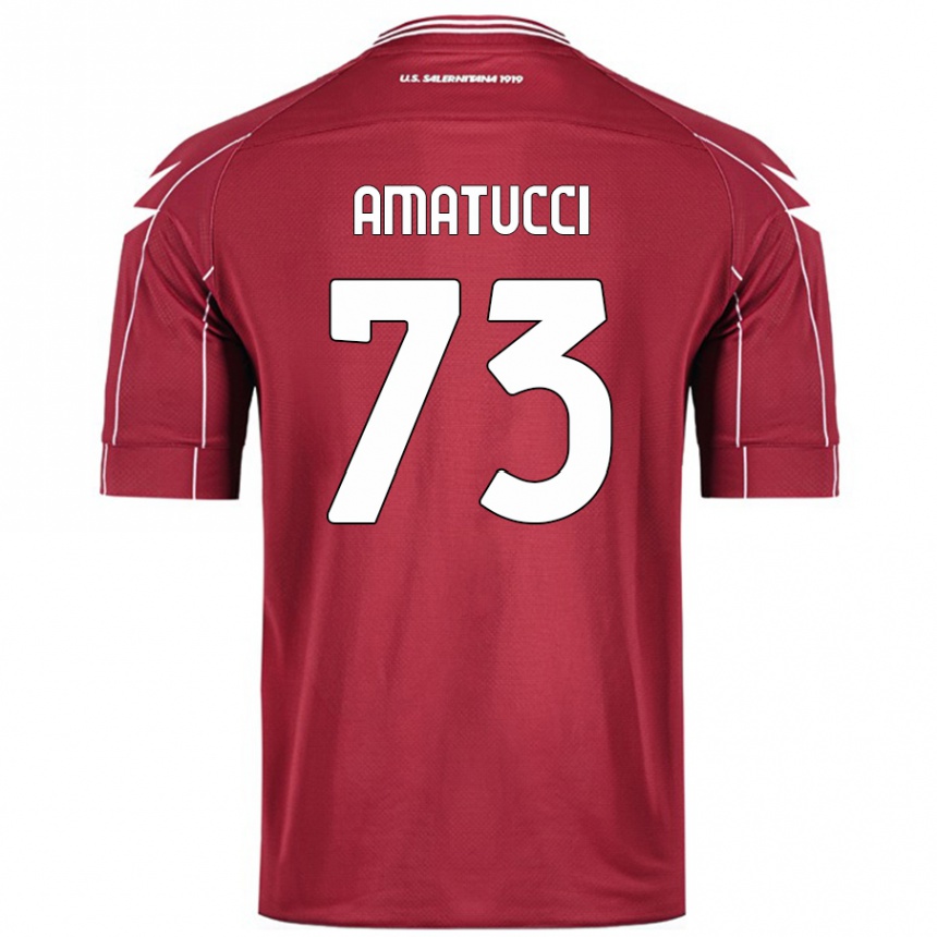 Gyermek Labdarúgás Lorenzo Amatucci #73 Burgundia Hazai Jersey 2024/25 Mez Póló Ing