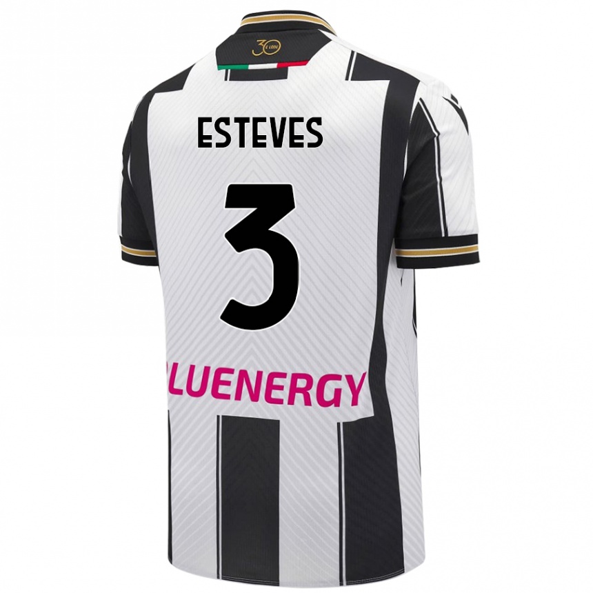 Gyermek Labdarúgás Gonçalo Esteves #3 Fehér Fekete Hazai Jersey 2024/25 Mez Póló Ing