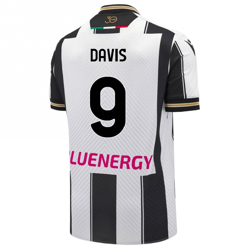 Gyermek Labdarúgás Keinan Davis #9 Fehér Fekete Hazai Jersey 2024/25 Mez Póló Ing