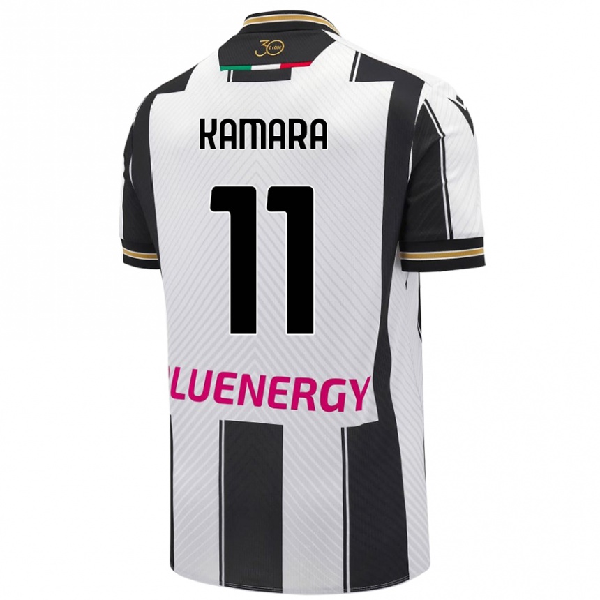 Gyermek Labdarúgás Hassane Kamara #11 Fehér Fekete Hazai Jersey 2024/25 Mez Póló Ing