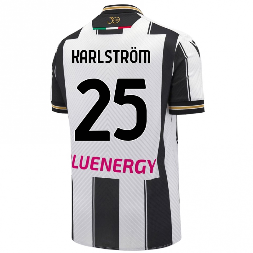 Gyermek Labdarúgás Jesper Karlström #25 Fehér Fekete Hazai Jersey 2024/25 Mez Póló Ing