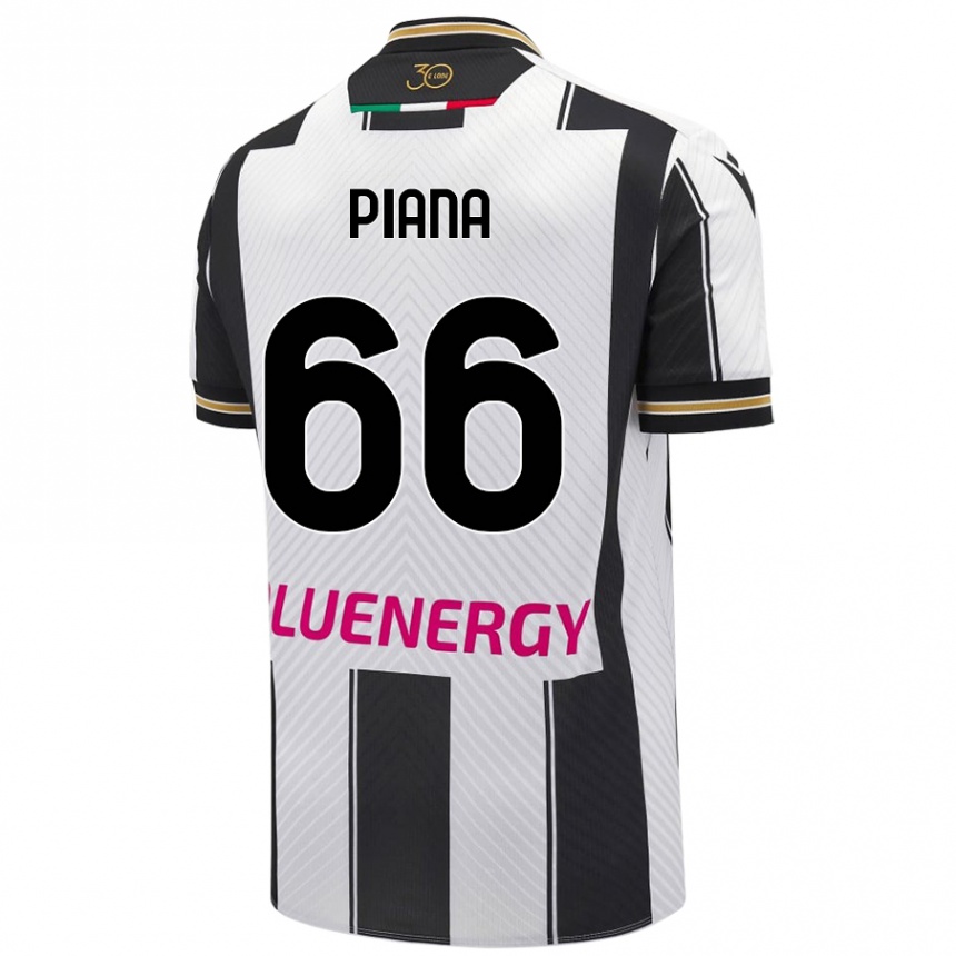 Gyermek Labdarúgás Edoardo Piana #66 Fehér Fekete Hazai Jersey 2024/25 Mez Póló Ing