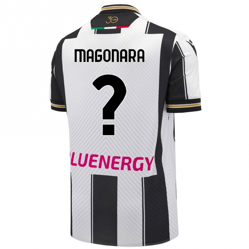 Gyermek Labdarúgás Matteo Magonara #0 Fehér Fekete Hazai Jersey 2024/25 Mez Póló Ing