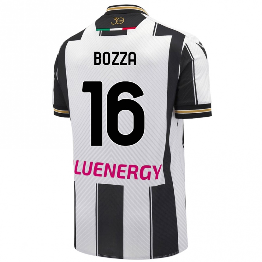 Gyermek Labdarúgás Mattia Bozza #16 Fehér Fekete Hazai Jersey 2024/25 Mez Póló Ing