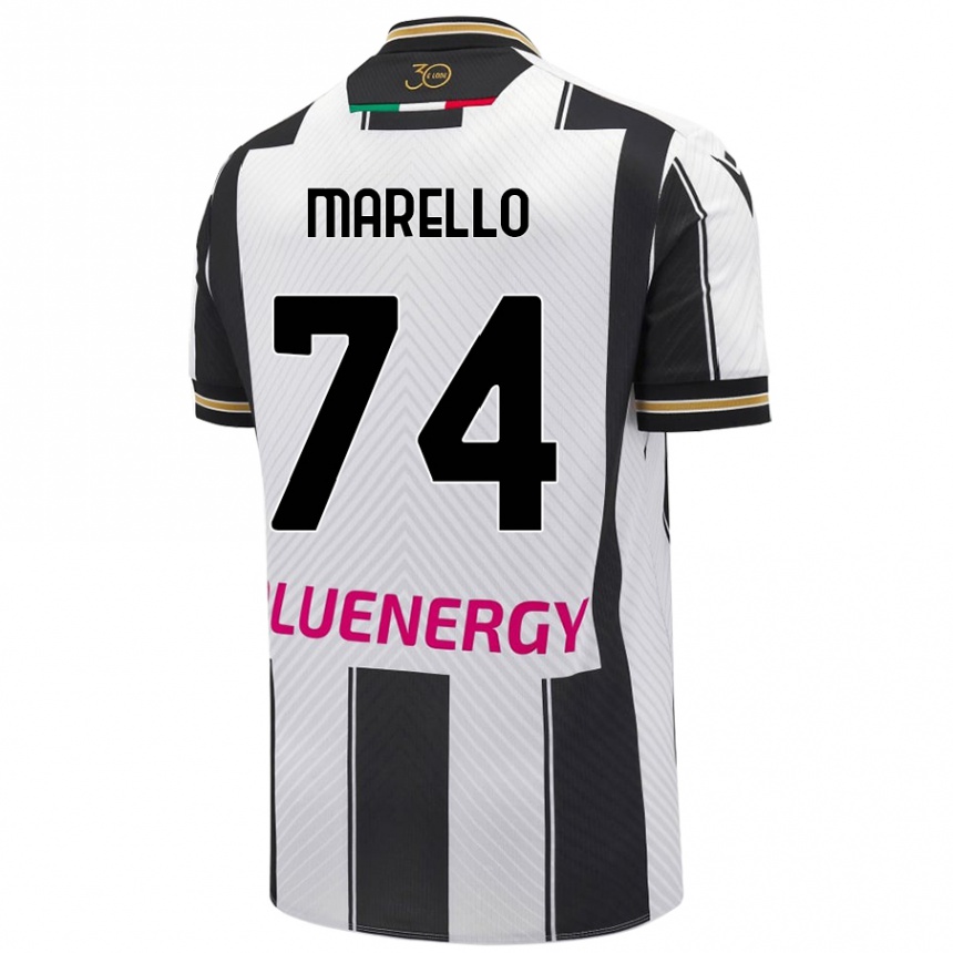 Gyermek Labdarúgás Mattia Marello #74 Fehér Fekete Hazai Jersey 2024/25 Mez Póló Ing