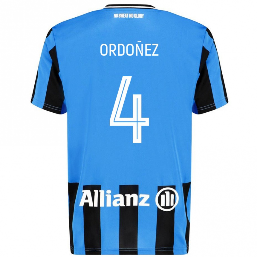 Gyermek Labdarúgás Joel Ordóñez #4 Égszínkék Fekete Hazai Jersey 2024/25 Mez Póló Ing