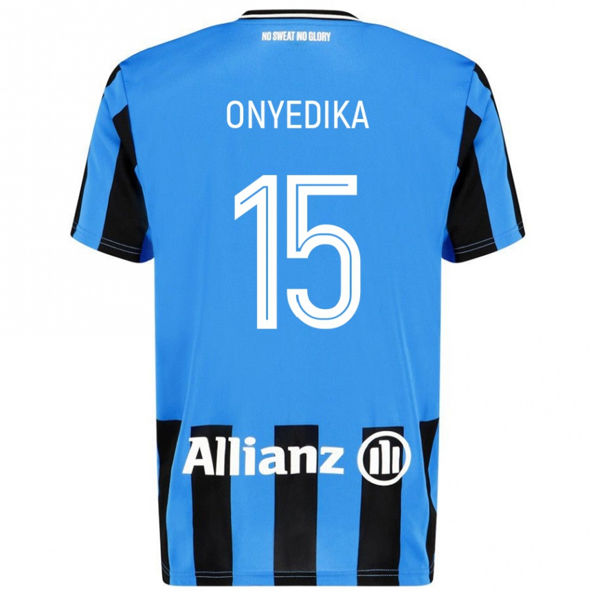 Gyermek Labdarúgás Raphael Onyedika #15 Égszínkék Fekete Hazai Jersey 2024/25 Mez Póló Ing