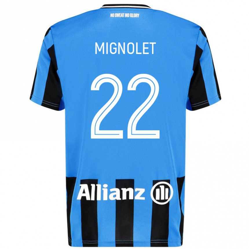 Gyermek Labdarúgás Simon Mignolet #22 Égszínkék Fekete Hazai Jersey 2024/25 Mez Póló Ing