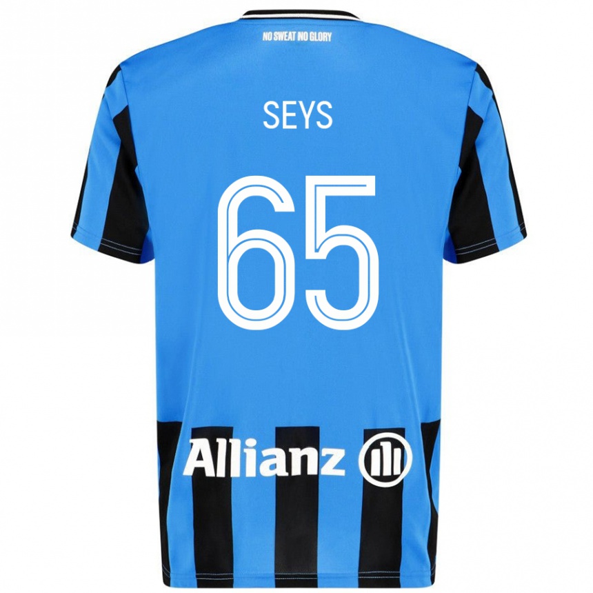 Gyermek Labdarúgás Joaquin Seys #65 Égszínkék Fekete Hazai Jersey 2024/25 Mez Póló Ing