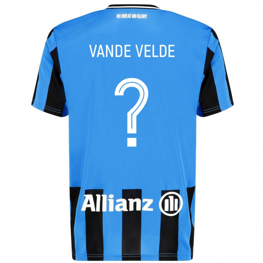 Gyermek Labdarúgás Chloé Vande Velde #0 Égszínkék Fekete Hazai Jersey 2024/25 Mez Póló Ing