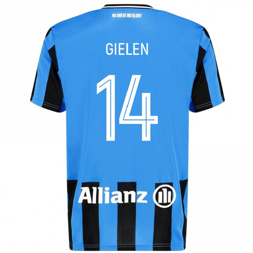 Gyermek Labdarúgás Sterre Gielen #14 Égszínkék Fekete Hazai Jersey 2024/25 Mez Póló Ing