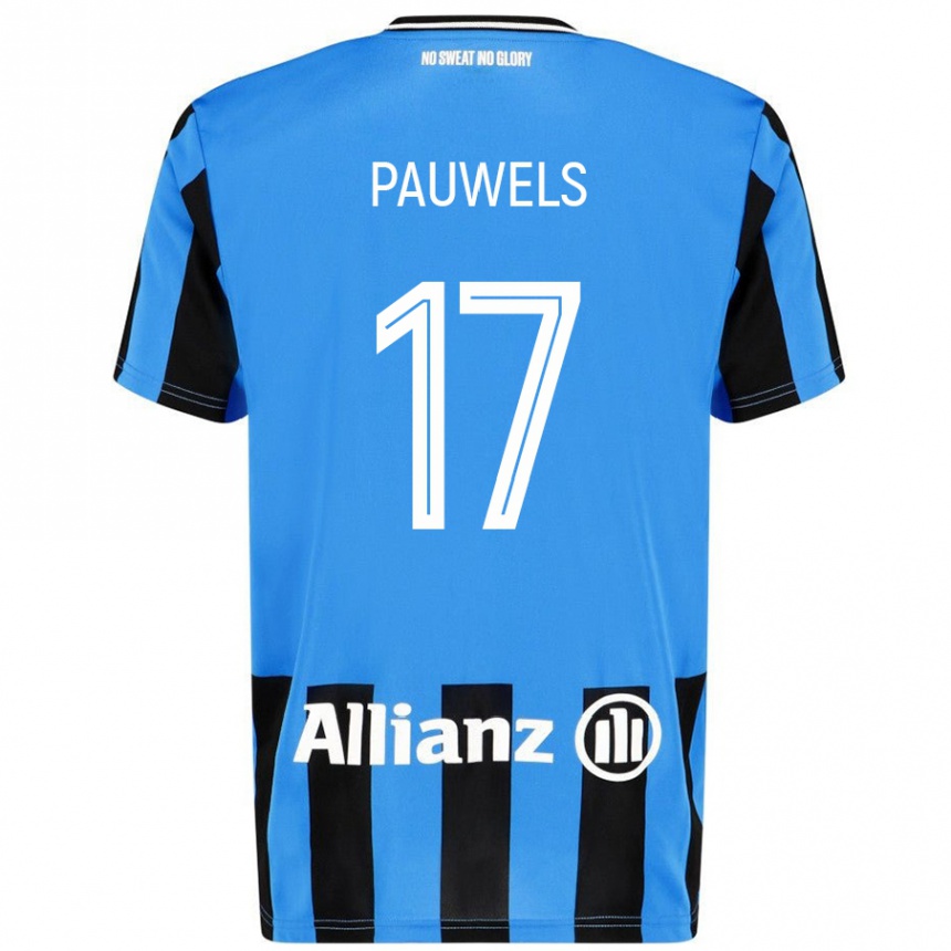 Gyermek Labdarúgás Fleur Pauwels #17 Égszínkék Fekete Hazai Jersey 2024/25 Mez Póló Ing