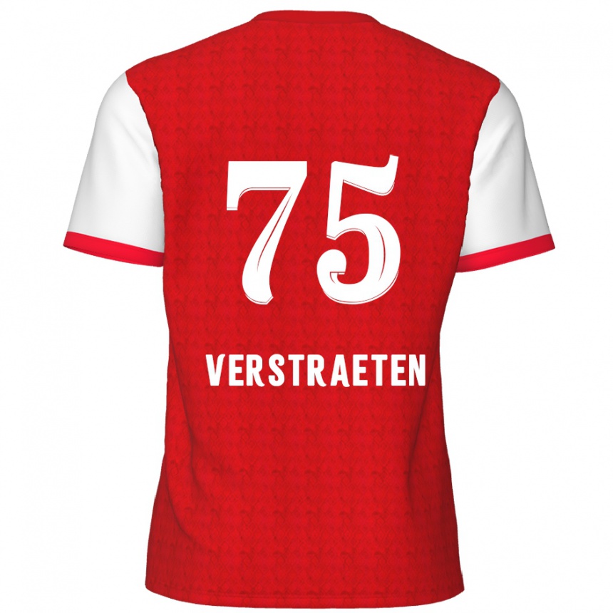 Gyermek Labdarúgás Andreas Verstraeten #75 Piros Fehér Hazai Jersey 2024/25 Mez Póló Ing