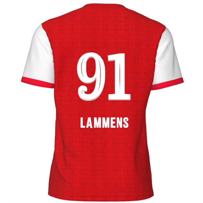 Gyermek Labdarúgás Senne Lammens #91 Piros Fehér Hazai Jersey 2024/25 Mez Póló Ing