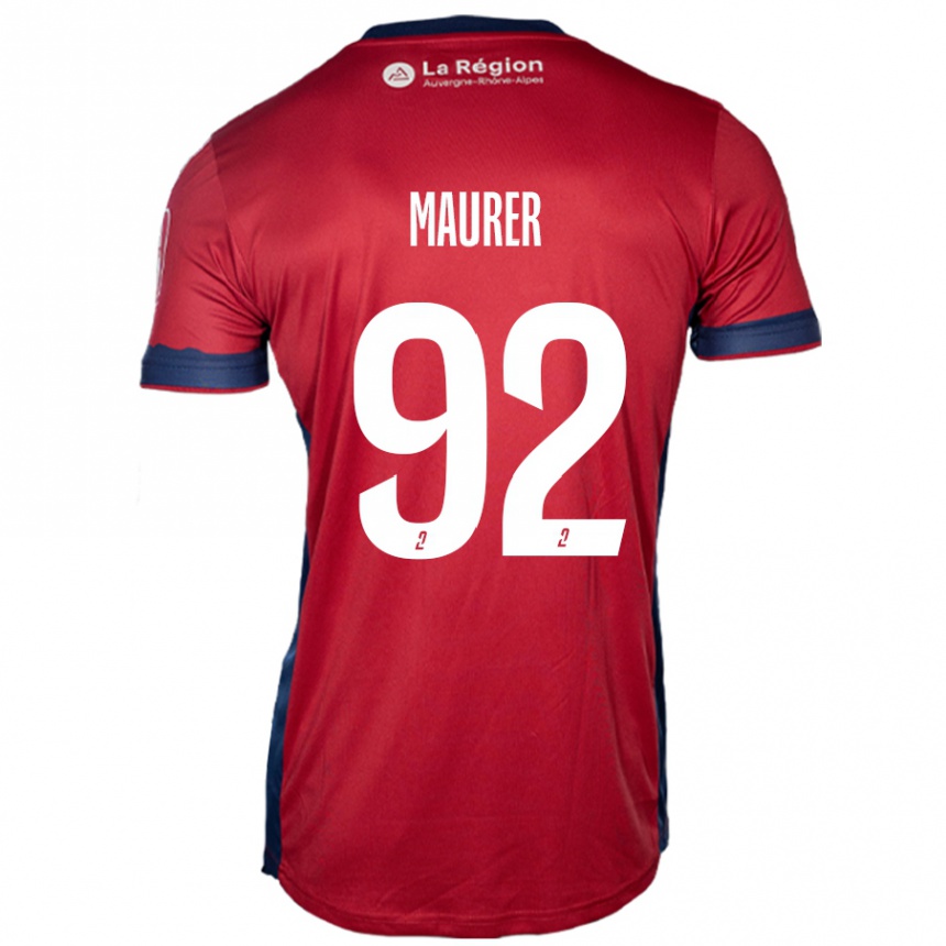 Gyermek Labdarúgás Aïman Maurer #92 Világos Bordó Hazai Jersey 2024/25 Mez Póló Ing