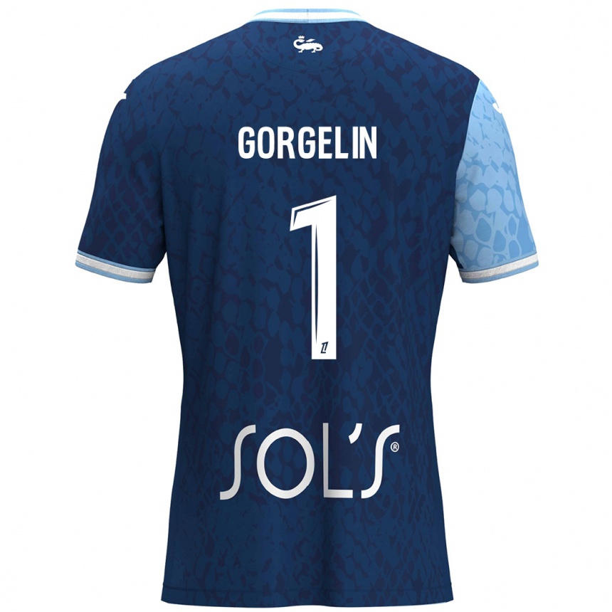 Gyermek Labdarúgás Mathieu Gorgelin #1 Égszínkék Sötétkék Hazai Jersey 2024/25 Mez Póló Ing