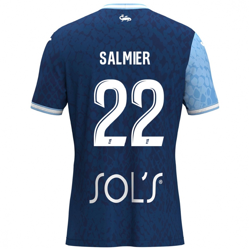 Gyermek Labdarúgás Yoann Salmier #22 Égszínkék Sötétkék Hazai Jersey 2024/25 Mez Póló Ing