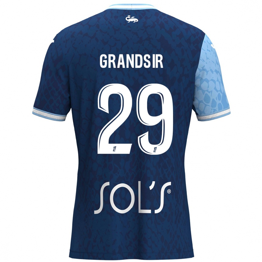 Gyermek Labdarúgás Samuel Grandsir #29 Égszínkék Sötétkék Hazai Jersey 2024/25 Mez Póló Ing