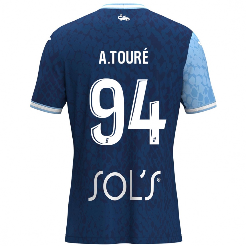 Gyermek Labdarúgás Abdoulaye Touré #94 Égszínkék Sötétkék Hazai Jersey 2024/25 Mez Póló Ing