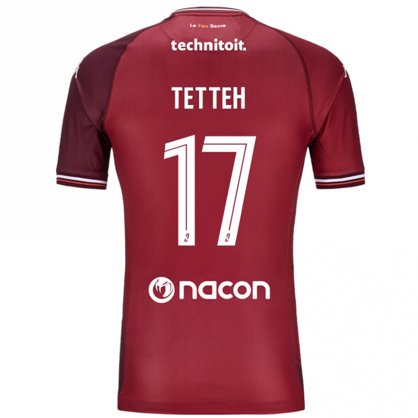 Gyermek Labdarúgás Benjamin Tetteh #17 Piros Granata Hazai Jersey 2024/25 Mez Póló Ing