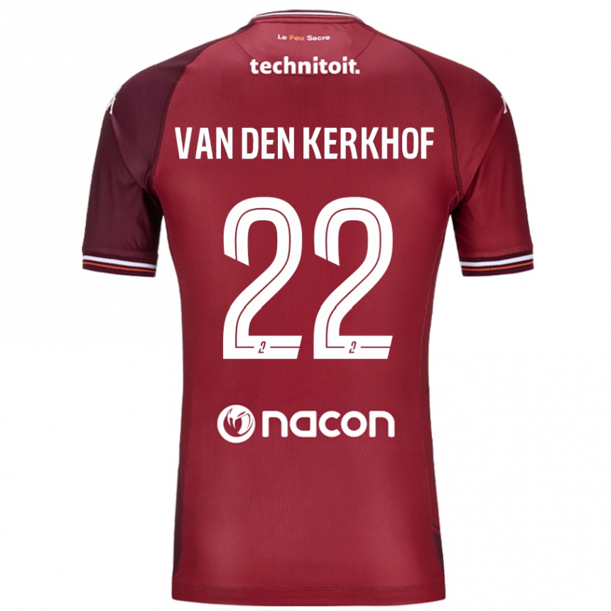 Gyermek Labdarúgás Kevin Van Den Kerkhof #22 Piros Granata Hazai Jersey 2024/25 Mez Póló Ing