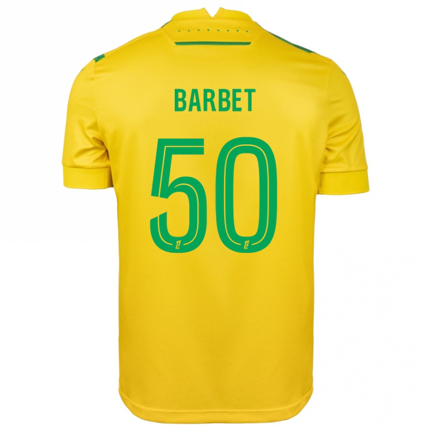 Gyermek Labdarúgás Hugo Barbet #50 Sárga Zöld Hazai Jersey 2024/25 Mez Póló Ing