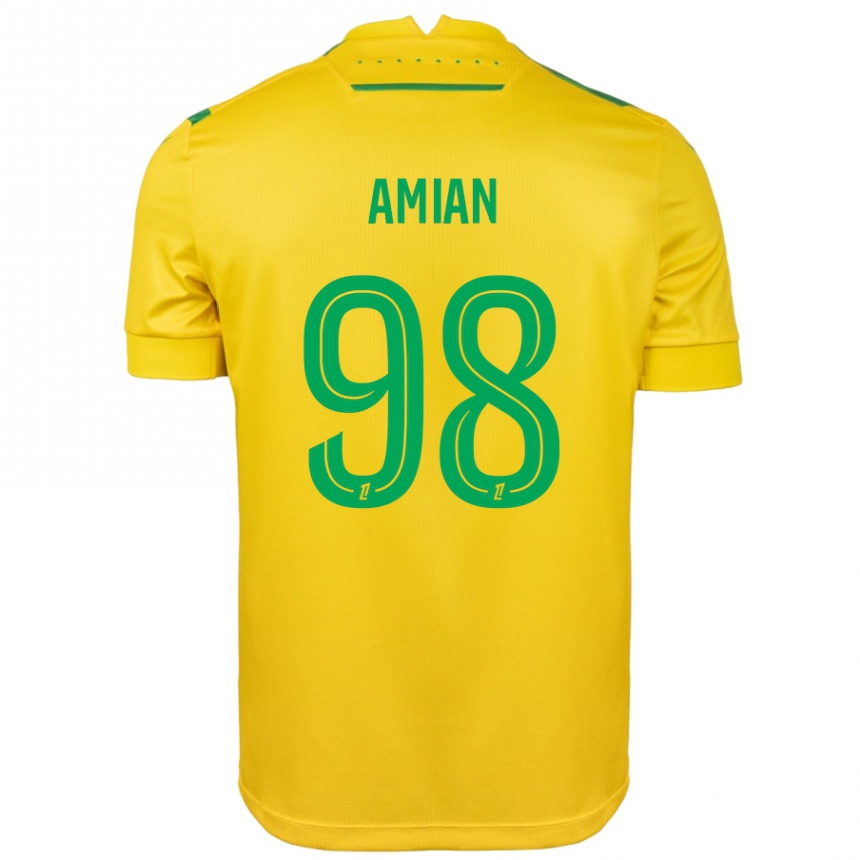 Gyermek Labdarúgás Kelvin Amian #98 Sárga Zöld Hazai Jersey 2024/25 Mez Póló Ing