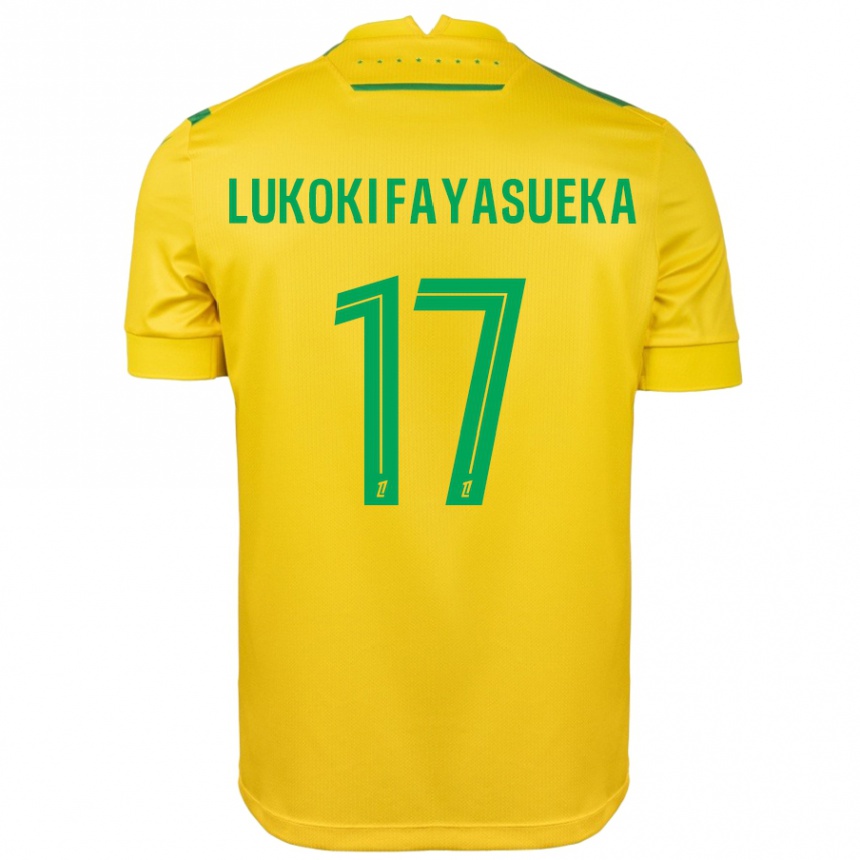 Gyermek Labdarúgás Kévin Lukoki Fayasueka #17 Sárga Zöld Hazai Jersey 2024/25 Mez Póló Ing