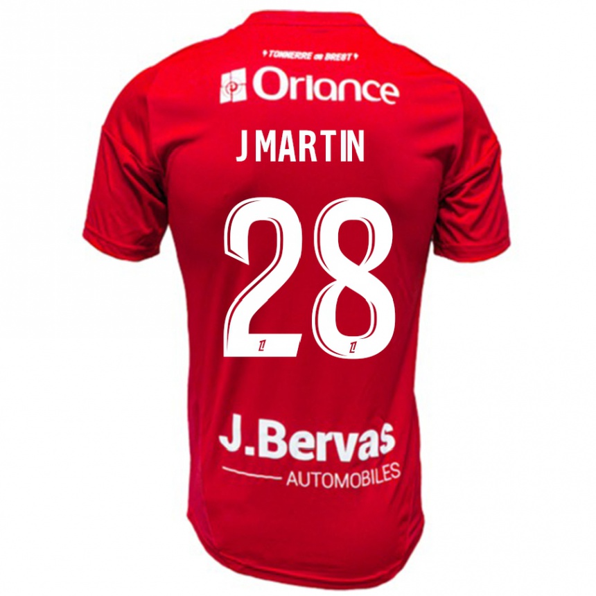 Gyermek Labdarúgás Jonas Martin #28 Piros Fehér Hazai Jersey 2024/25 Mez Póló Ing