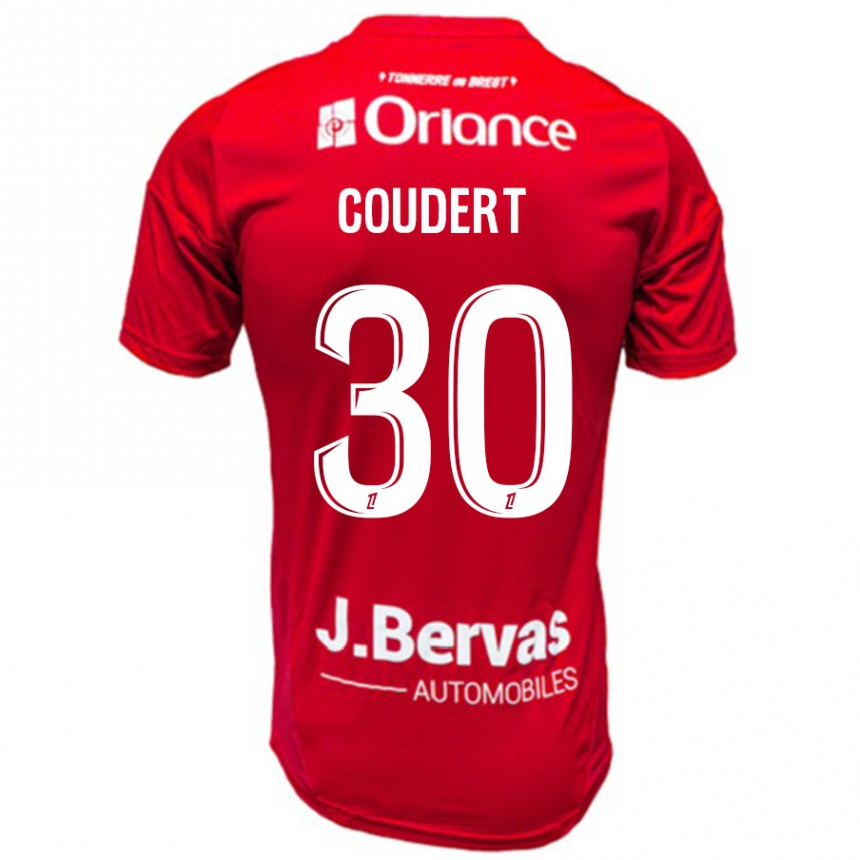 Gyermek Labdarúgás Grégoire Coudert #30 Piros Fehér Hazai Jersey 2024/25 Mez Póló Ing