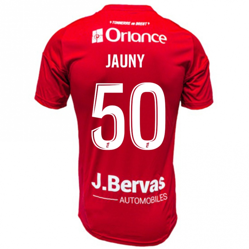 Gyermek Labdarúgás Noah Jauny #50 Piros Fehér Hazai Jersey 2024/25 Mez Póló Ing