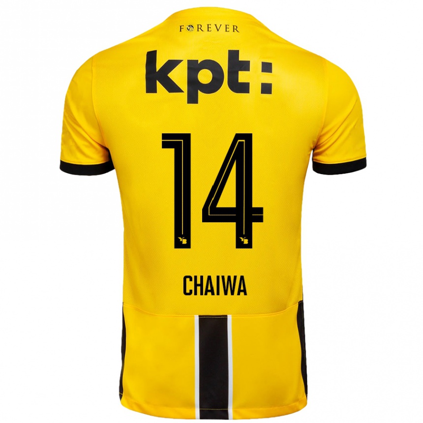 Gyermek Labdarúgás Miguel Chaiwa #14 Sárga Fekete Hazai Jersey 2024/25 Mez Póló Ing