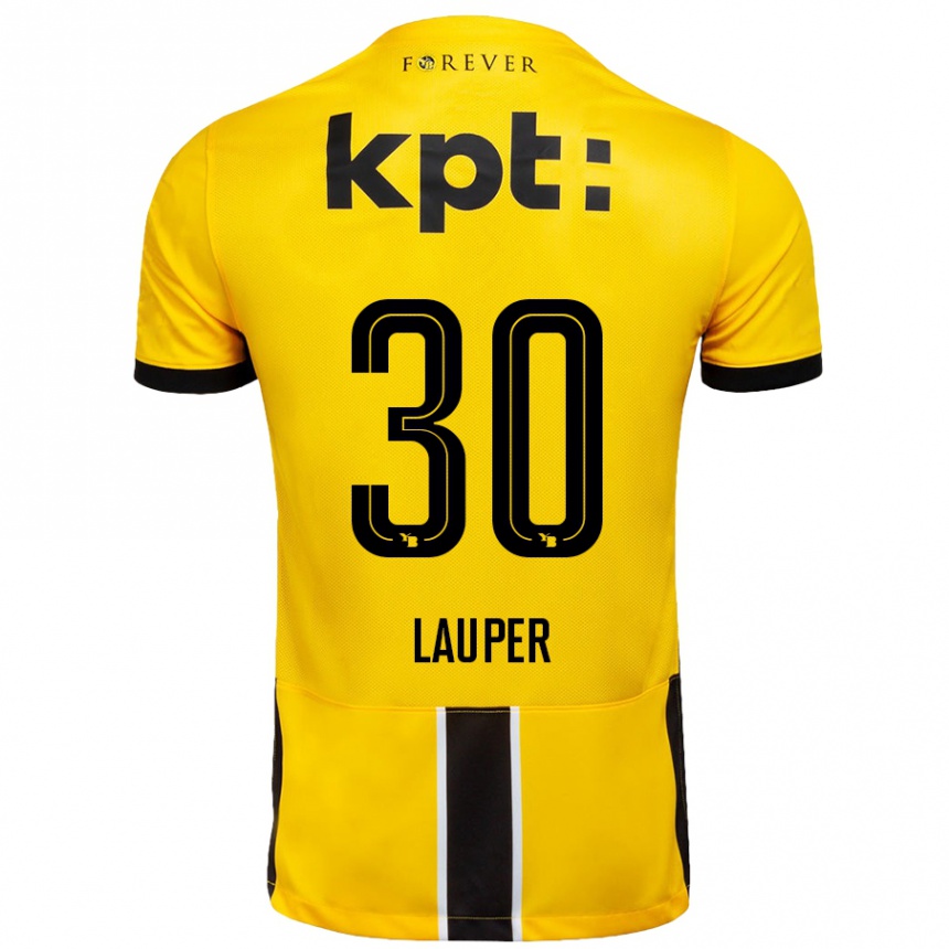 Gyermek Labdarúgás Sandro Lauper #30 Sárga Fekete Hazai Jersey 2024/25 Mez Póló Ing