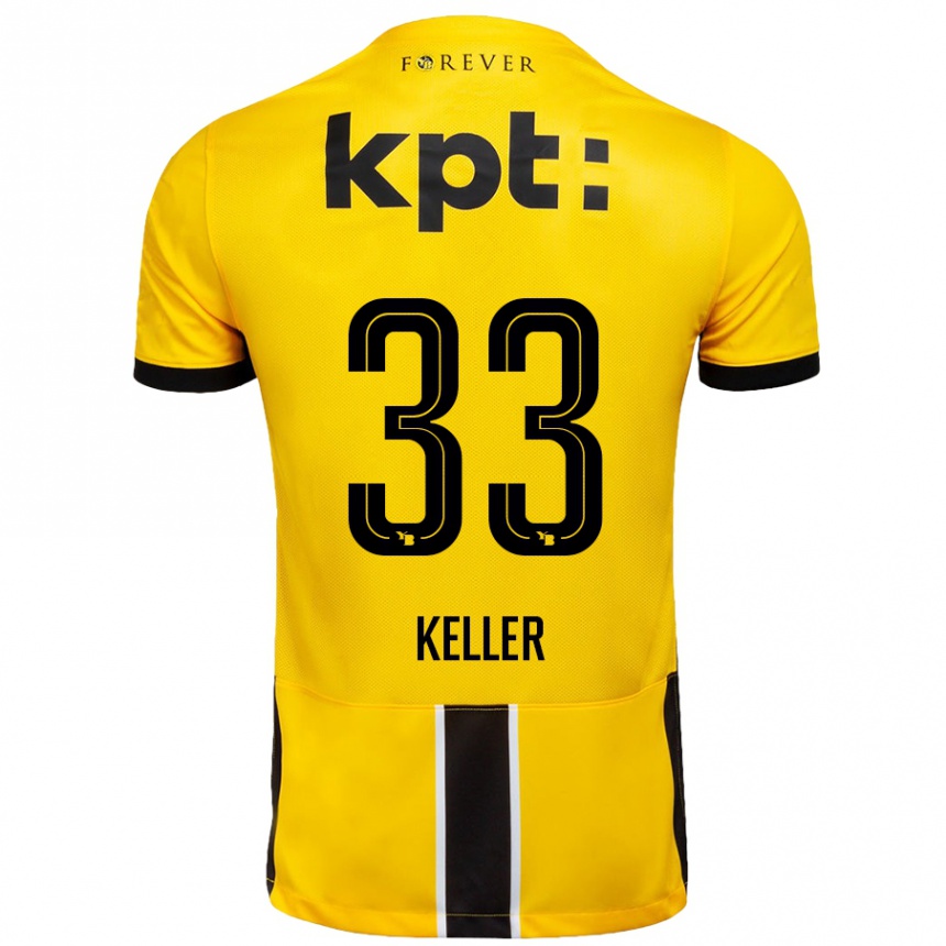 Gyermek Labdarúgás Marvin Keller #33 Sárga Fekete Hazai Jersey 2024/25 Mez Póló Ing