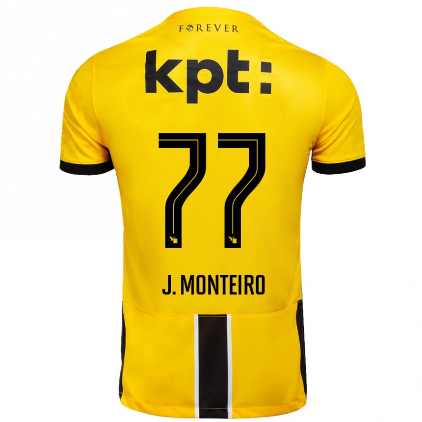 Gyermek Labdarúgás Joël Monteiro #77 Sárga Fekete Hazai Jersey 2024/25 Mez Póló Ing