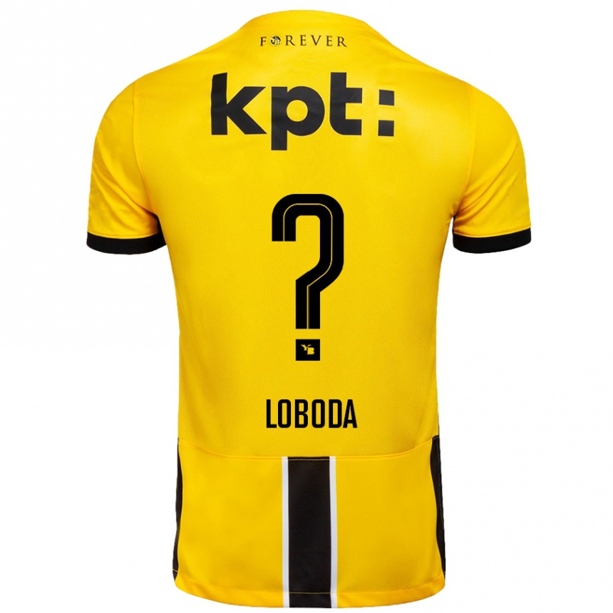 Gyermek Labdarúgás Vincent Loboda #0 Sárga Fekete Hazai Jersey 2024/25 Mez Póló Ing