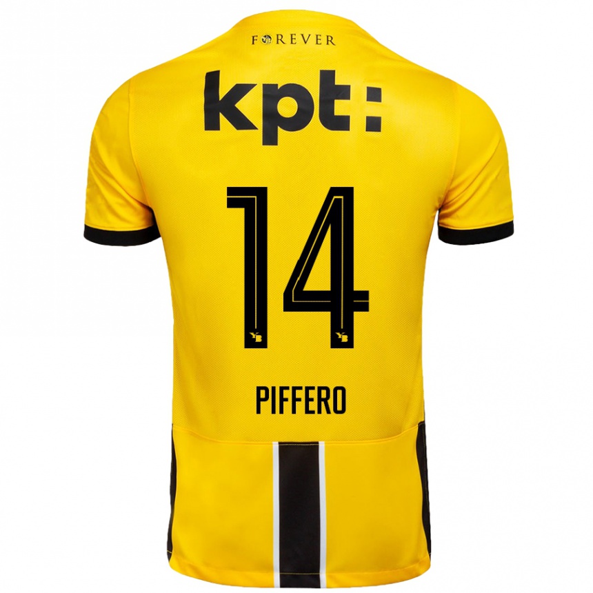 Gyermek Labdarúgás David Piffero #14 Sárga Fekete Hazai Jersey 2024/25 Mez Póló Ing