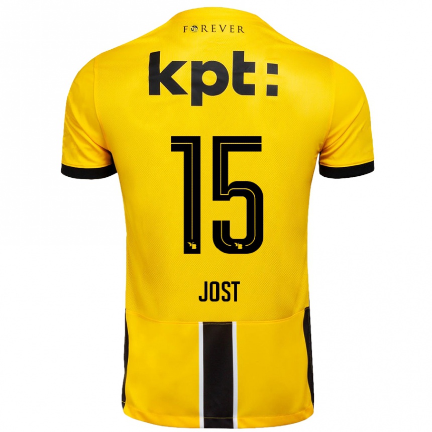 Gyermek Labdarúgás Tristan Jost #15 Sárga Fekete Hazai Jersey 2024/25 Mez Póló Ing