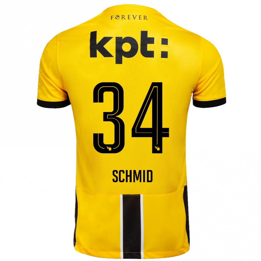 Gyermek Labdarúgás Céline Schmid #34 Sárga Fekete Hazai Jersey 2024/25 Mez Póló Ing